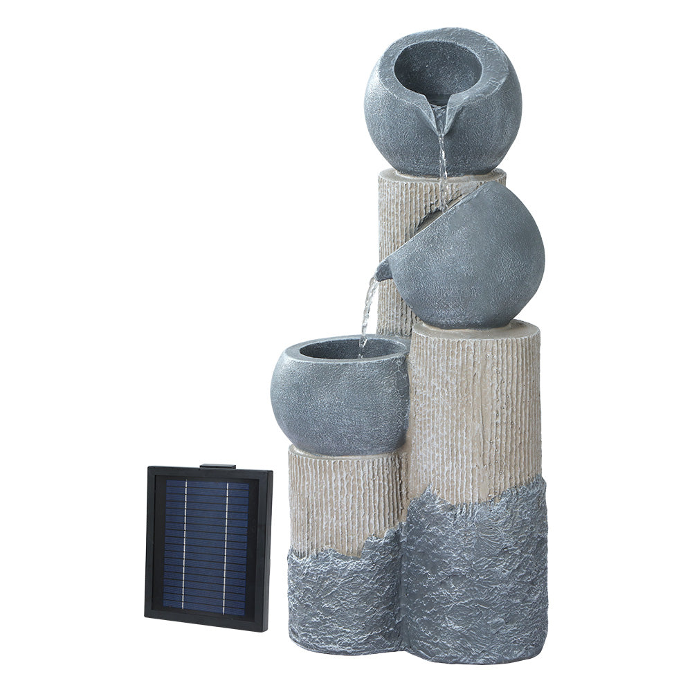 Gardeon 76CM 3-Tier Solar Water Fountain LED Lights Grey