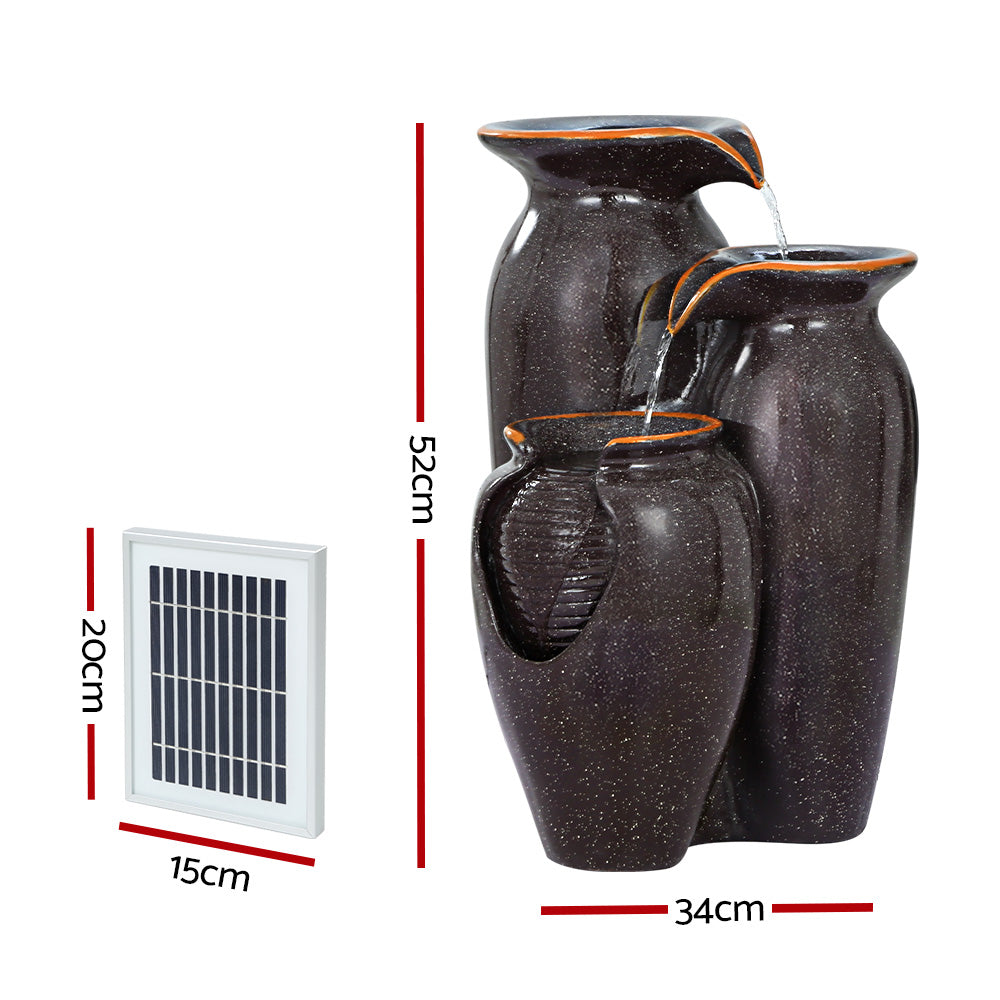 Gardeon 76CM Cascading Solar Fountain LED Lights Grey
