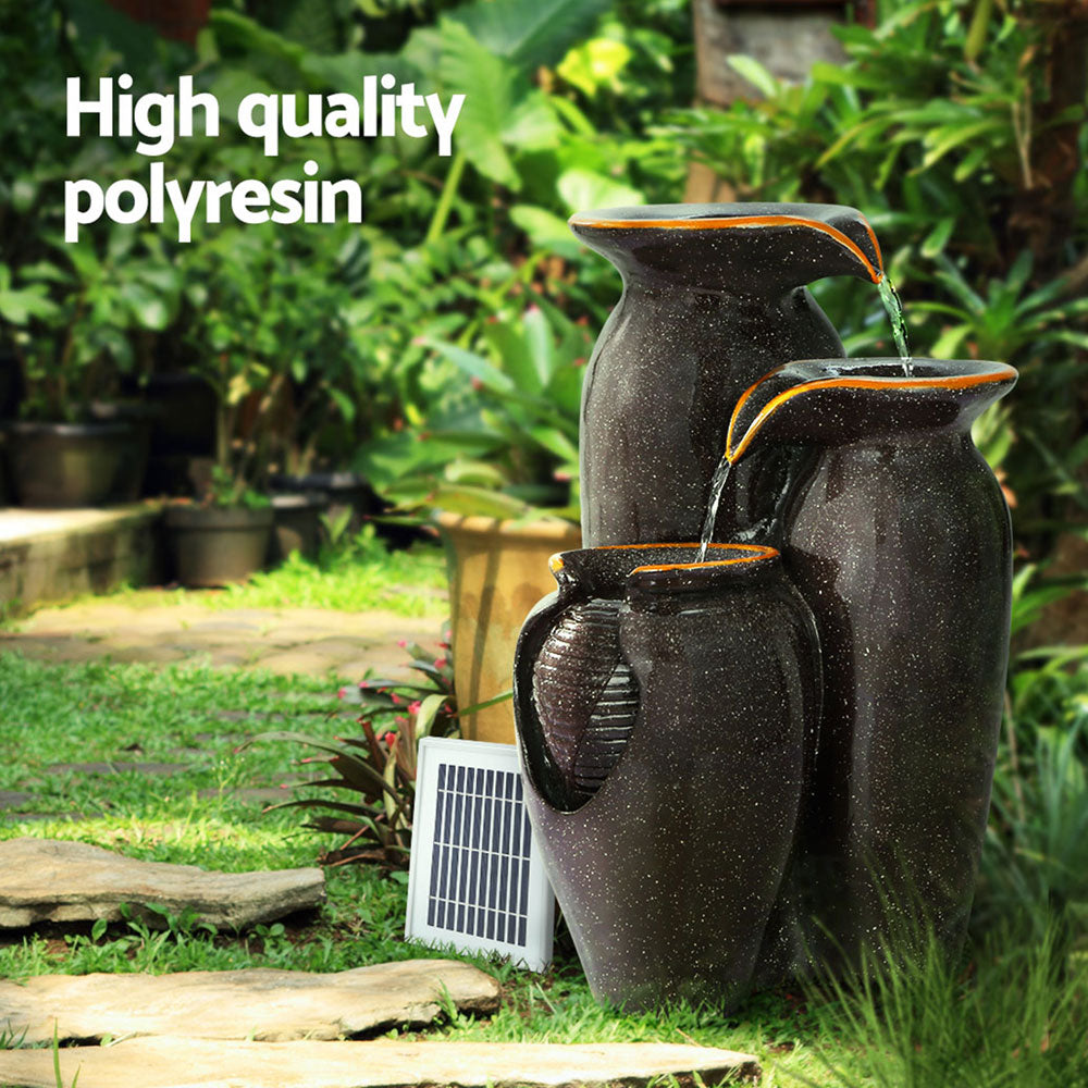 Gardeon 76CM Cascading Solar Fountain LED Lights Grey