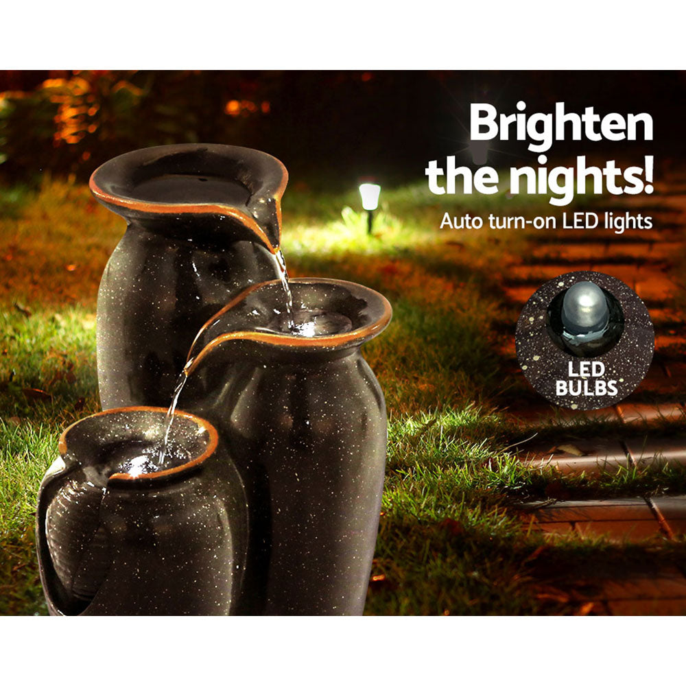 Gardeon 76CM Cascading Solar Fountain LED Lights Grey