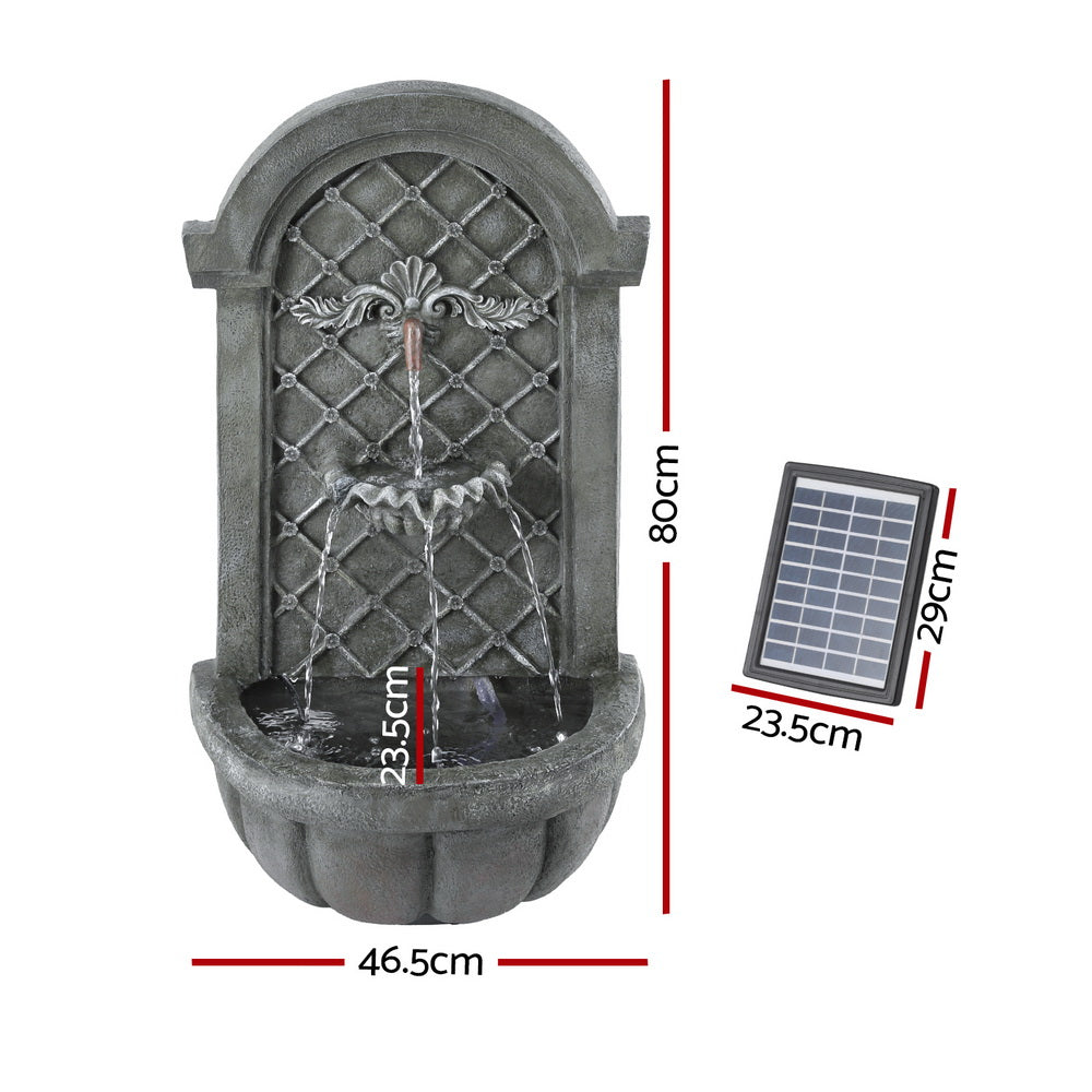 Gardeon 80CM Solar Fountain Wall Mount Garden Feature Grey