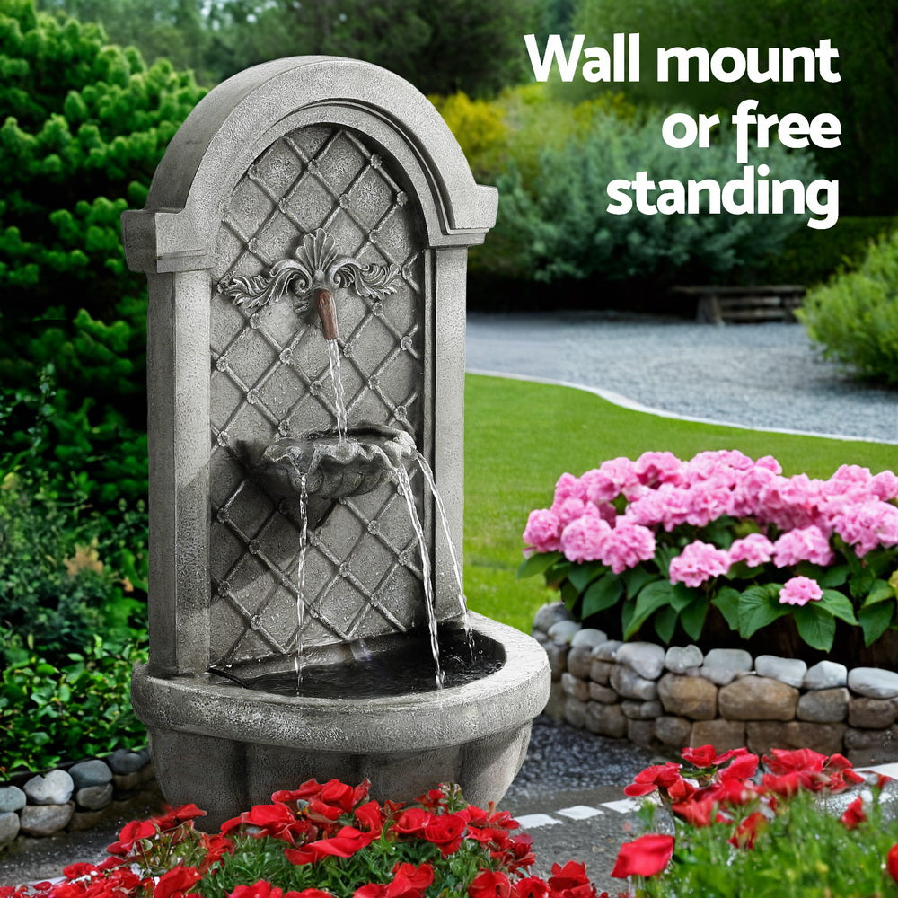 Gardeon 80CM Solar Fountain Wall Mount Garden Feature Grey