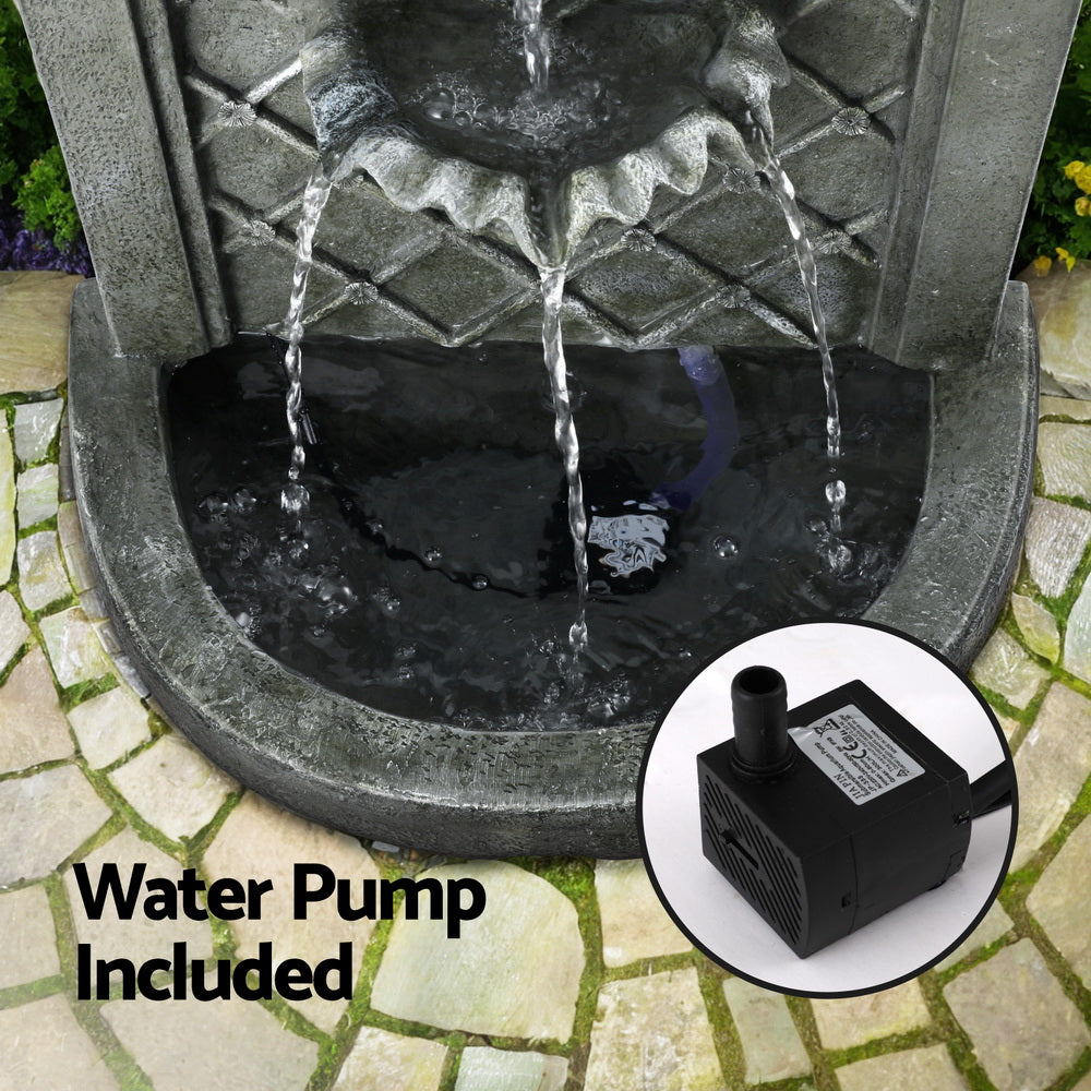 Gardeon 80CM Solar Fountain Wall Mount Garden Feature Grey