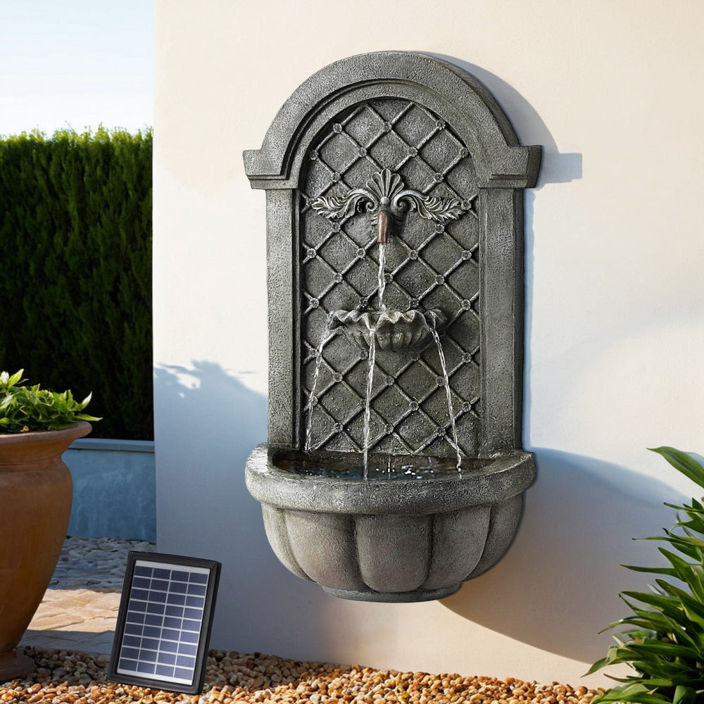 Gardeon 80CM Solar Fountain Wall Mount Garden Feature Grey