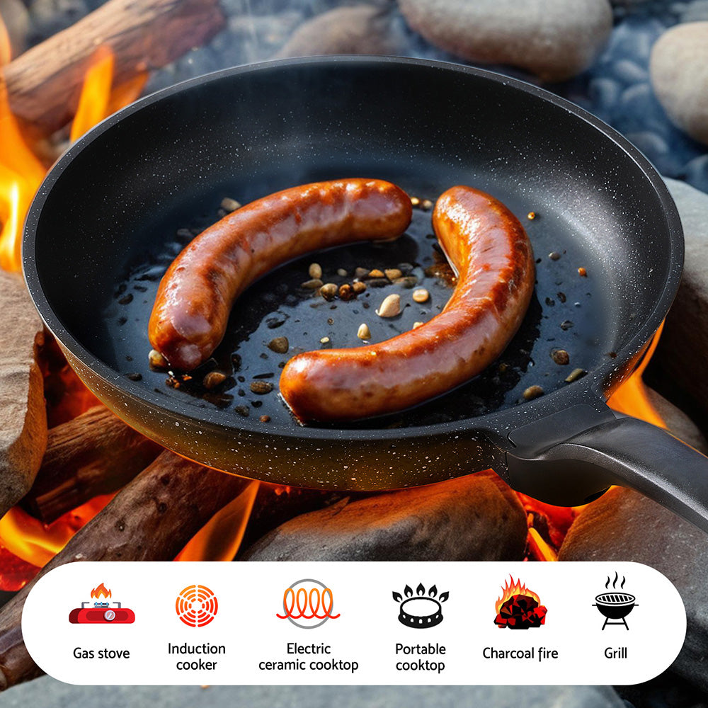 5-Star Chef 30cm Non-Stick Cast Aluminium Frying Pan Black