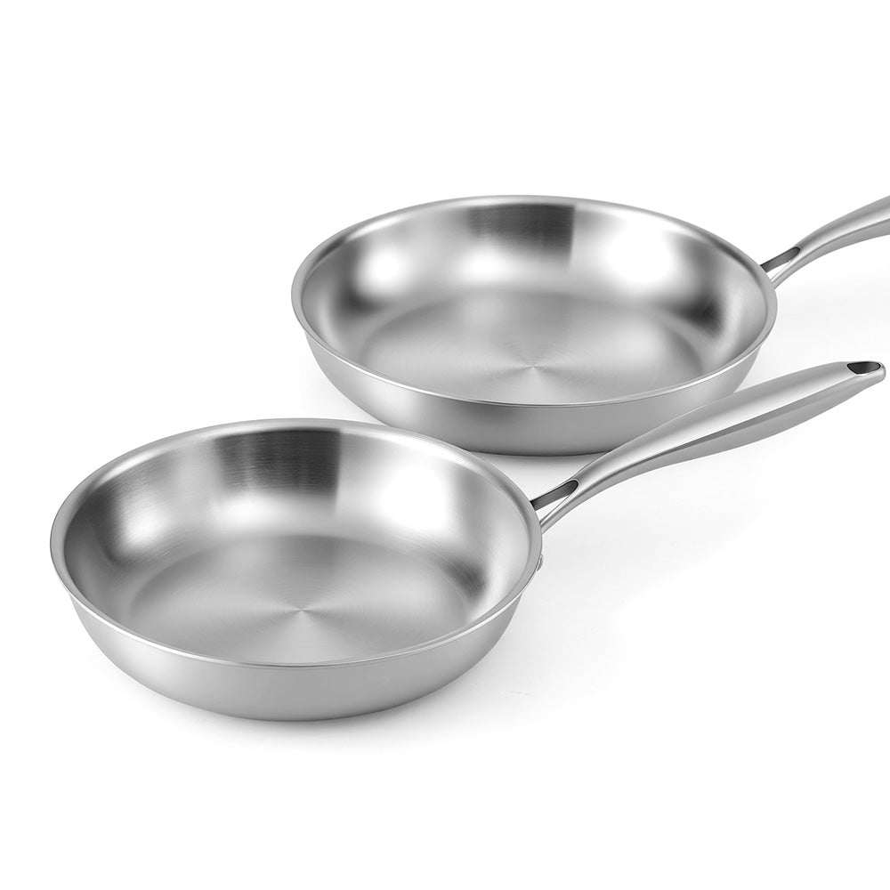 5-star Chef Stainless Steel Frying Pan Set 25cm 30cm Silver