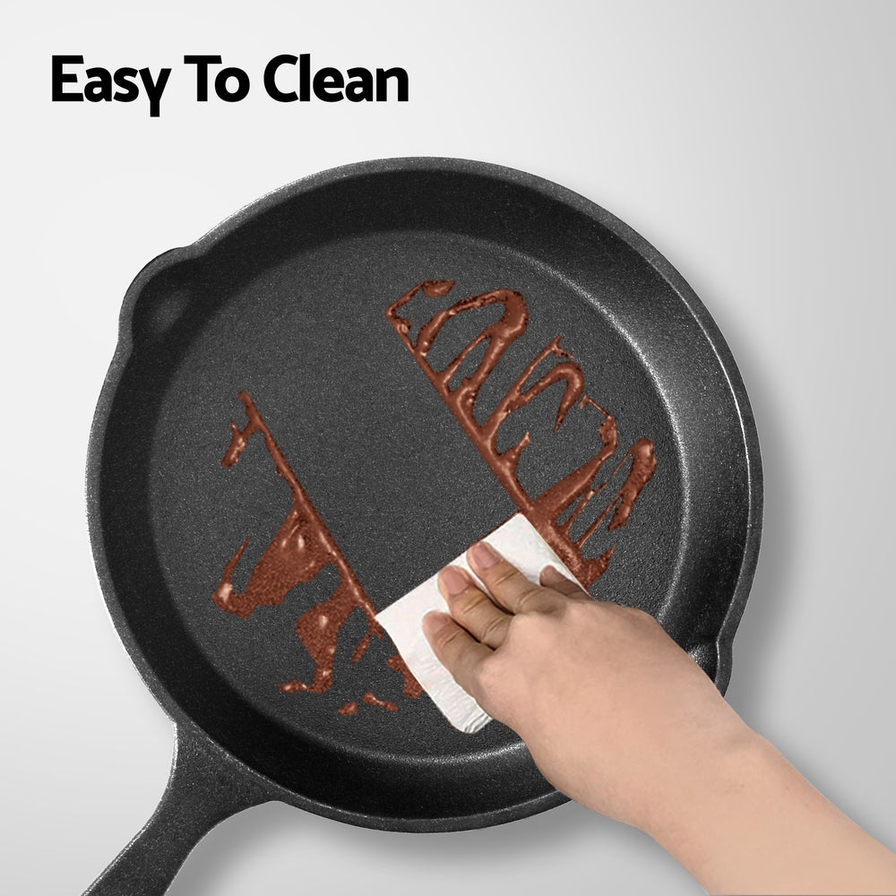 5-star Chef 3PC Cast Iron Frying Pan Set Non-Stick Black