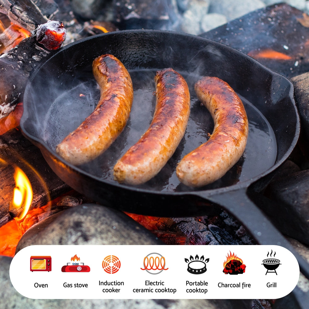 5-star Chef 3PC Cast Iron Frying Pan Set Non-Stick Black