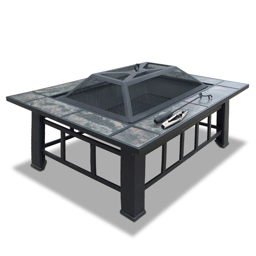 Grillz 94cm Outdoor 3-in-1 Fire Pit BBQ Grill Ice Bucket Table