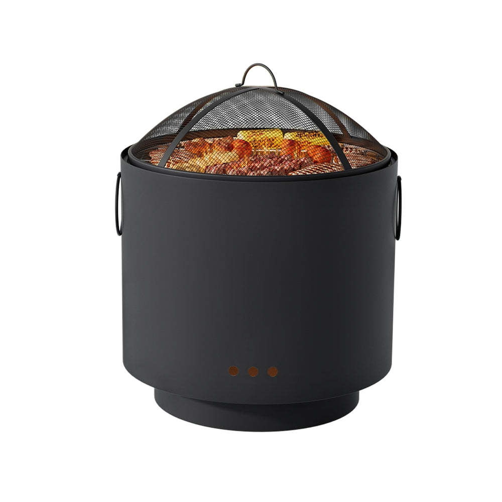 Grillz Portable Fire Pit BBQ Deep Bowl Outdoor Fireplace Black