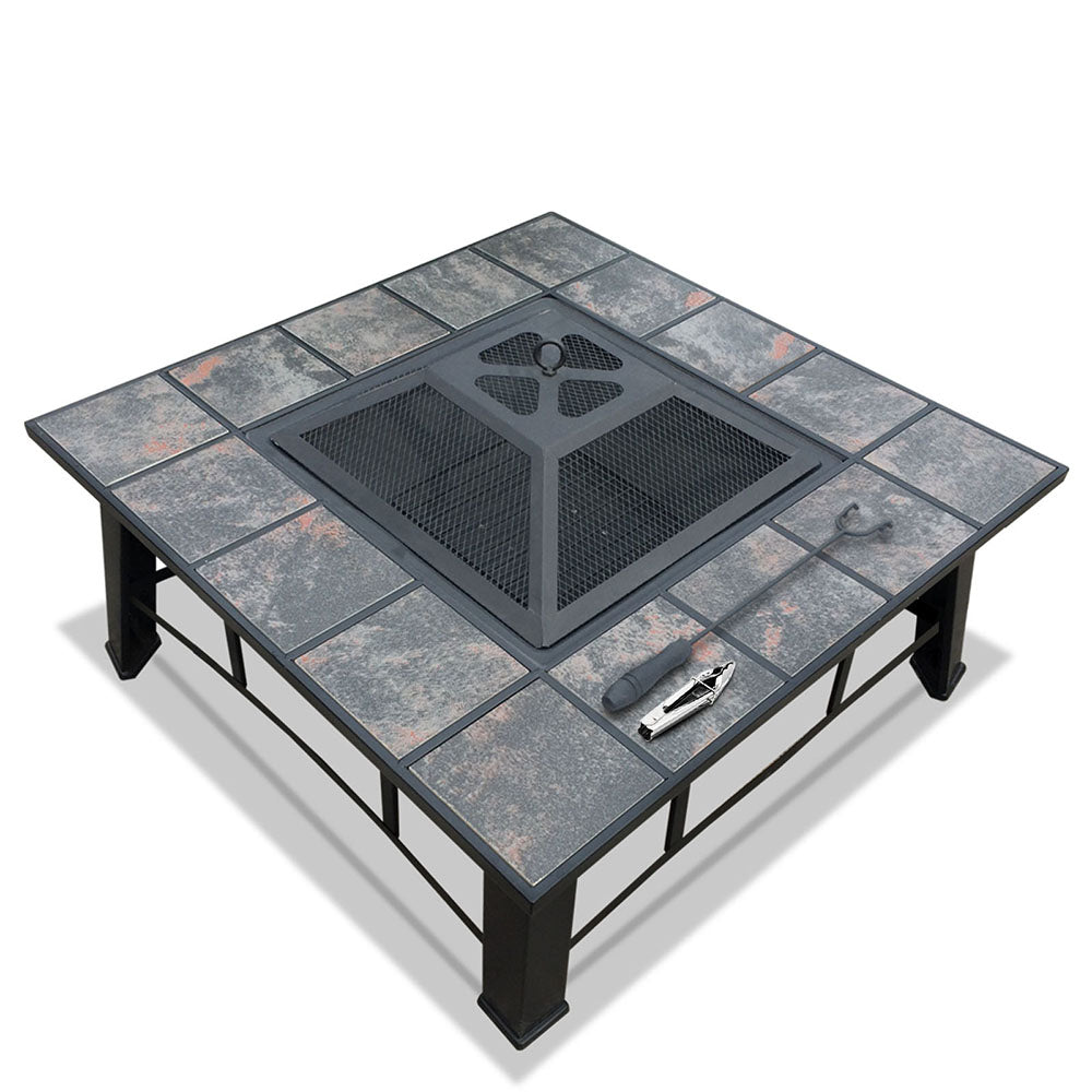 Fire Pit 81cm BBQ Grill Ice Bucket 4-in-1 Outdoor Table
