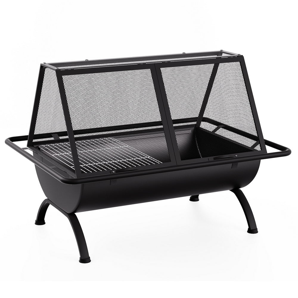 Grillz Outdoor Fire Pit BBQ Grill Steel Black