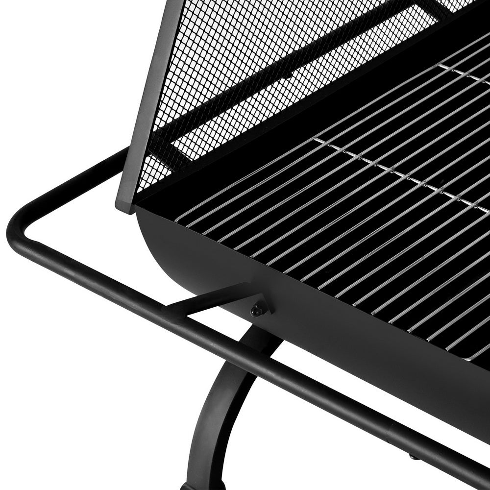 Grillz Outdoor Fire Pit BBQ Grill Steel Black