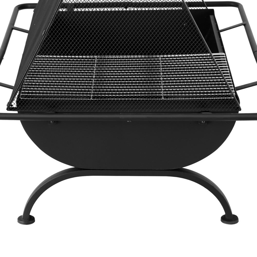 Grillz Outdoor Fire Pit BBQ Grill Steel Black