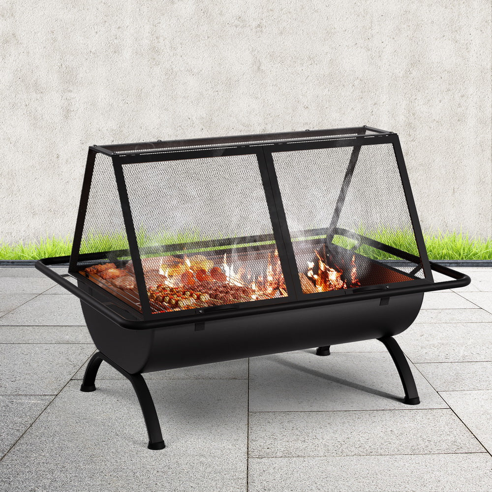 Grillz Outdoor Fire Pit BBQ Grill Steel Black