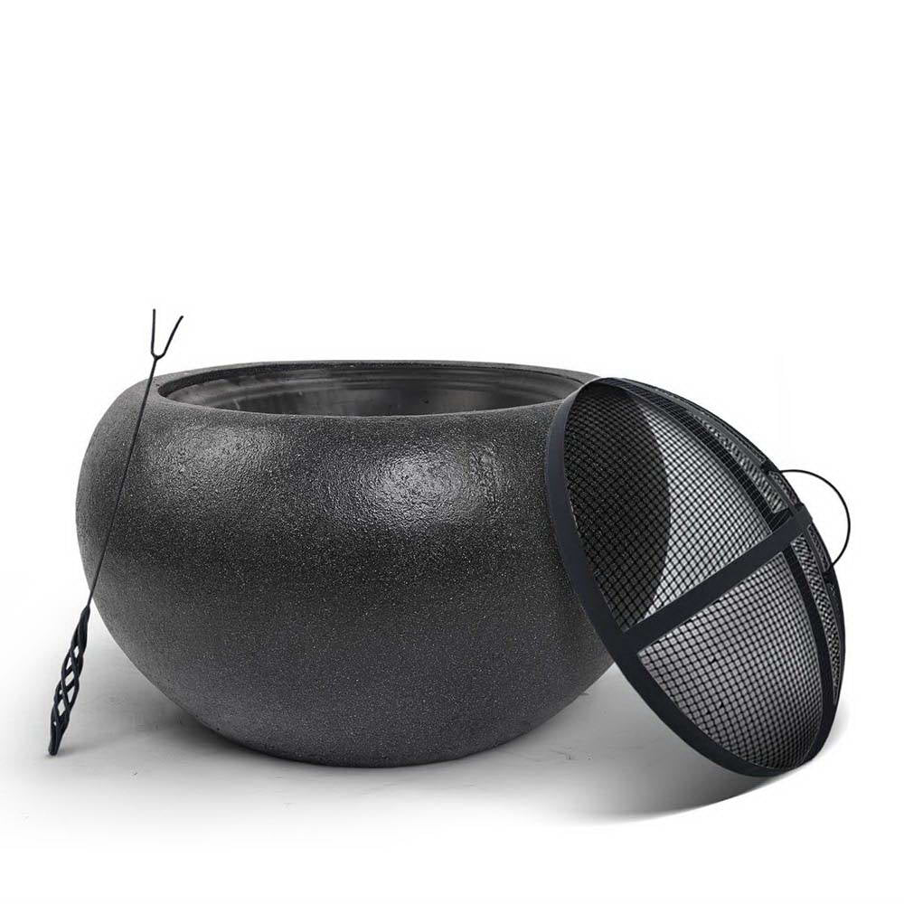 Grillz Cement Fire Pit Bowl with Mesh Cover Black 61cm