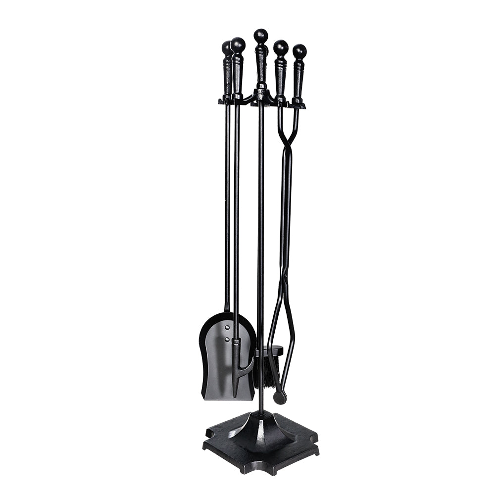 Grillz 5-Piece Cast Iron Fireplace Tool Set Black