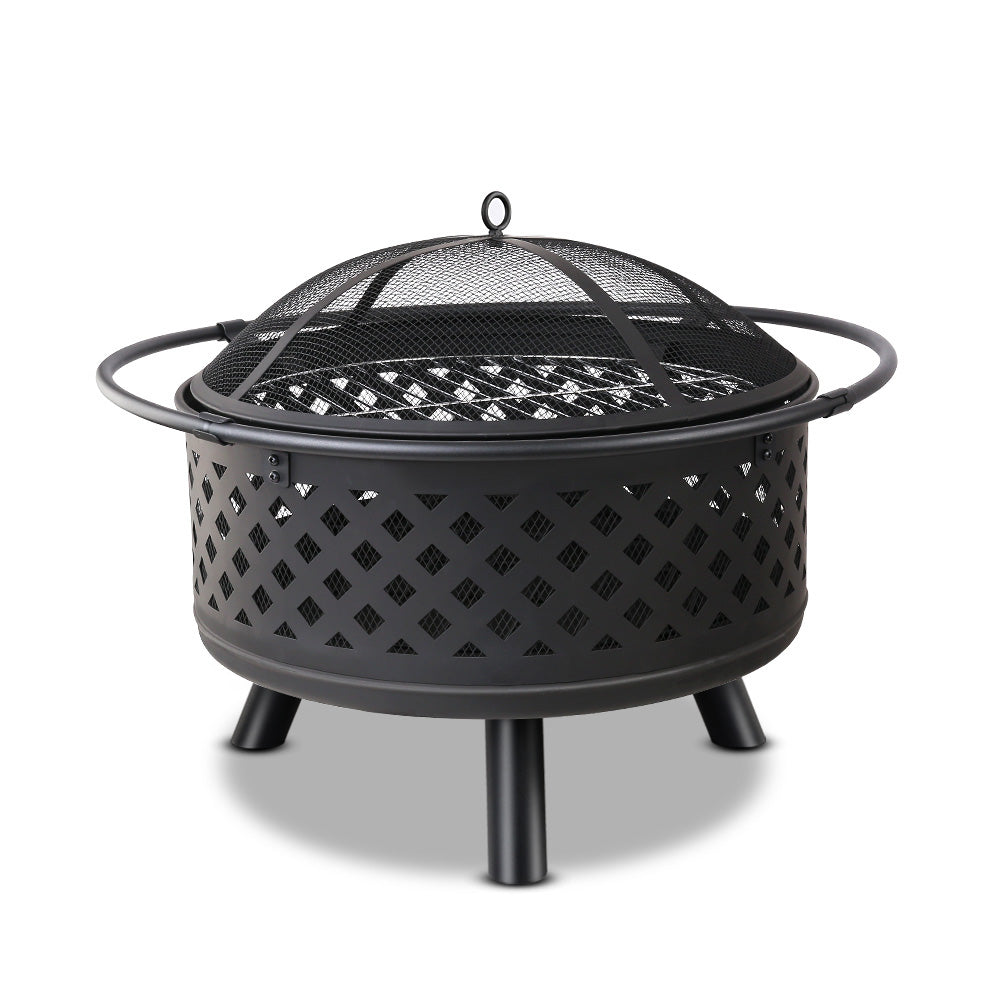 Grillz 2-in-1 Outdoor Fire Pit and BBQ Grill 76cm