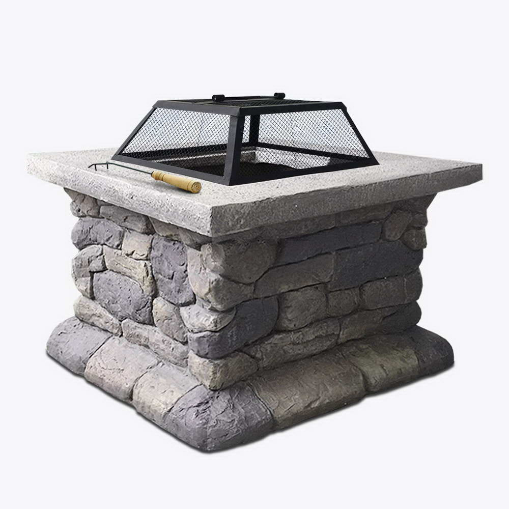 Cheswick Faux Stone Fire Pit Table Square 55cm