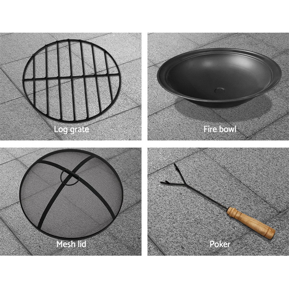 Grillz 70cm Round Fire Pit Table Faux Stone