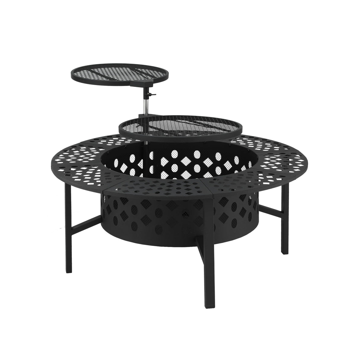 Grillz 3-in-1 Outdoor Fire Pit, BBQ and Table Set