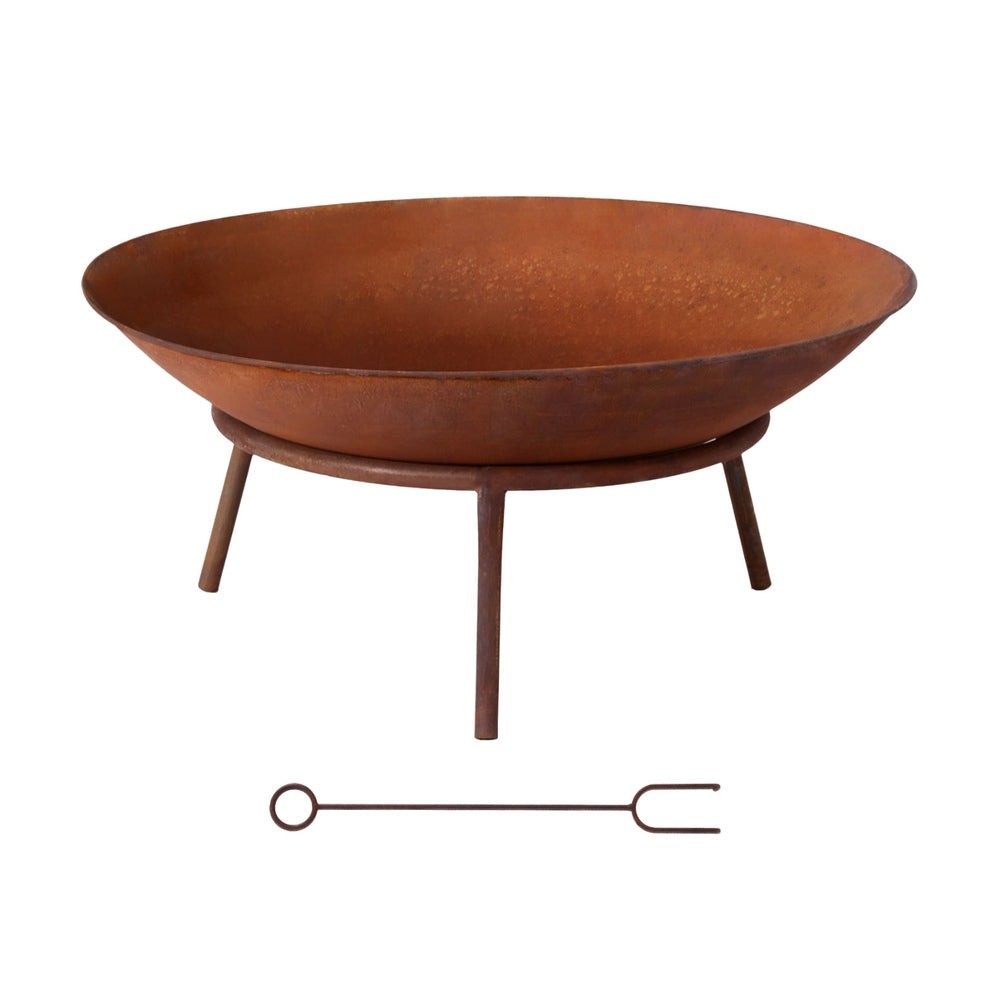 Grillz 56cm Iron Outdoor Fire Pit Bowl with Natural Rust Finish