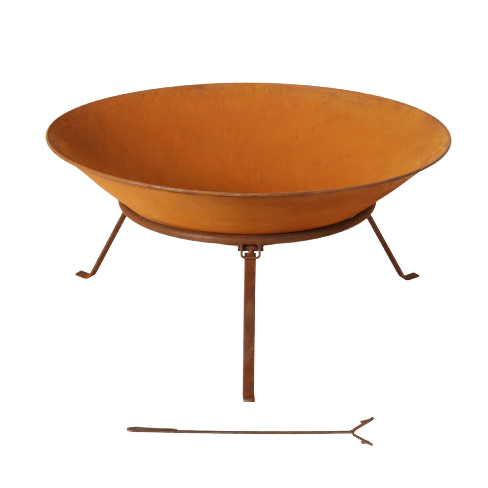 Grillz 70cm Iron Fire Pit Bowl in Natural Rust