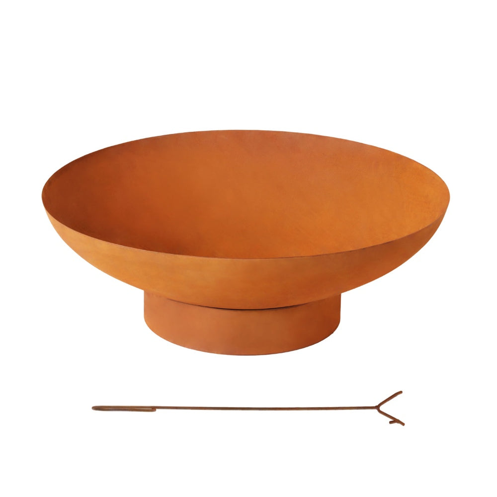 Grillz 80cm Iron Fire Pit Bowl Outdoor Patio Fireplace Rust Finish