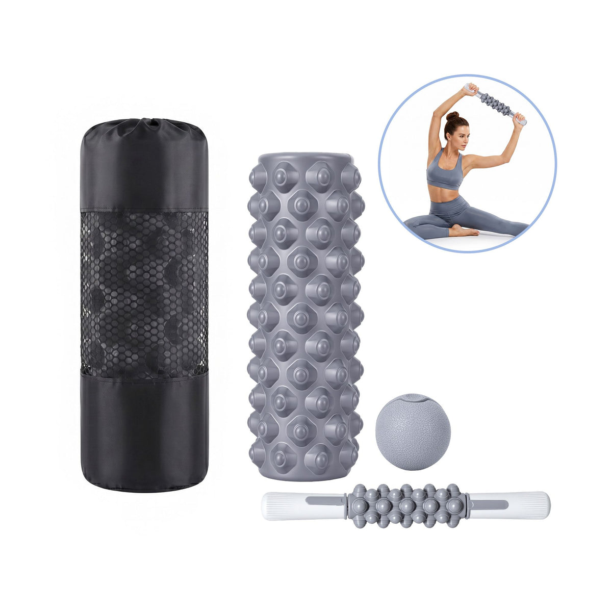 Everfit 3-in-1 Foam Roller Set 150KG with Massage Stick and Ball