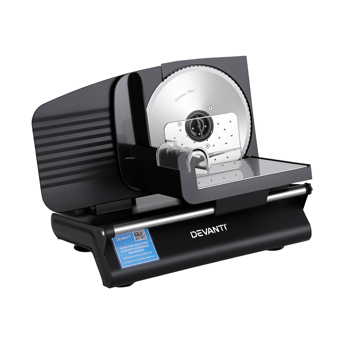 Devanti Food Slicer Meat and Bread 200W 0-15mm Adjustable Black