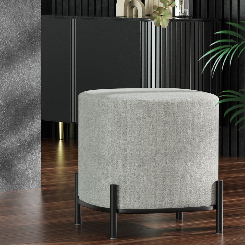 Gladstone Square Ottoman Footstool Linen Grey
