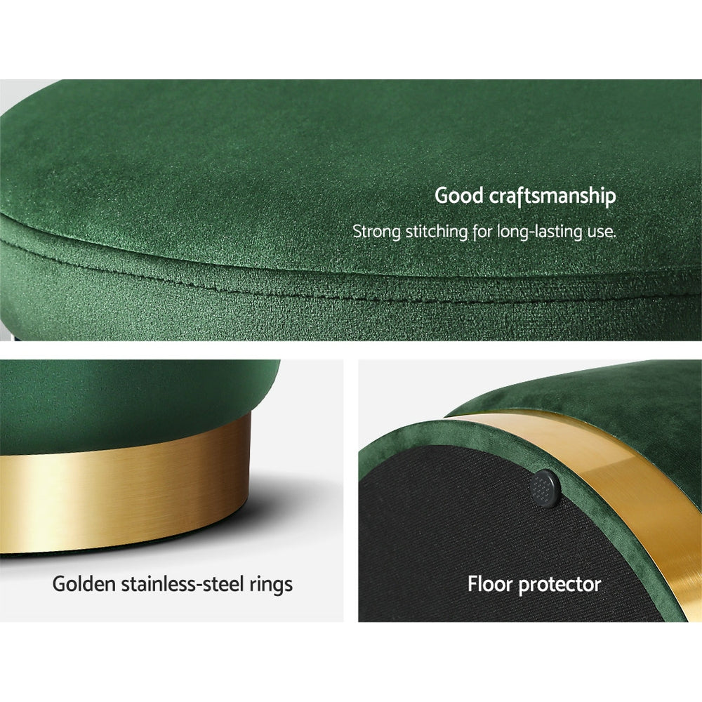 Artiss Round Velvet Storage Ottoman Footstool Green
