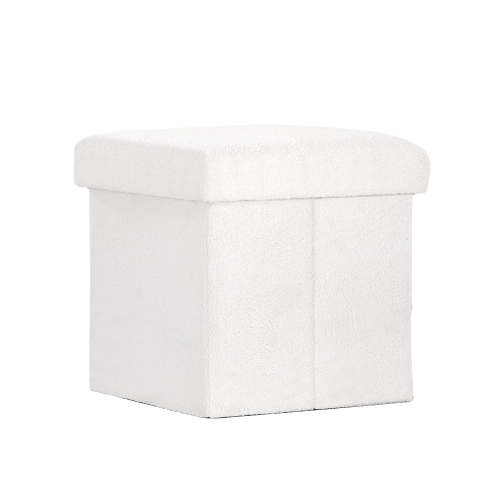 Janeska Square Ottoman Storage Footstool White Boucle