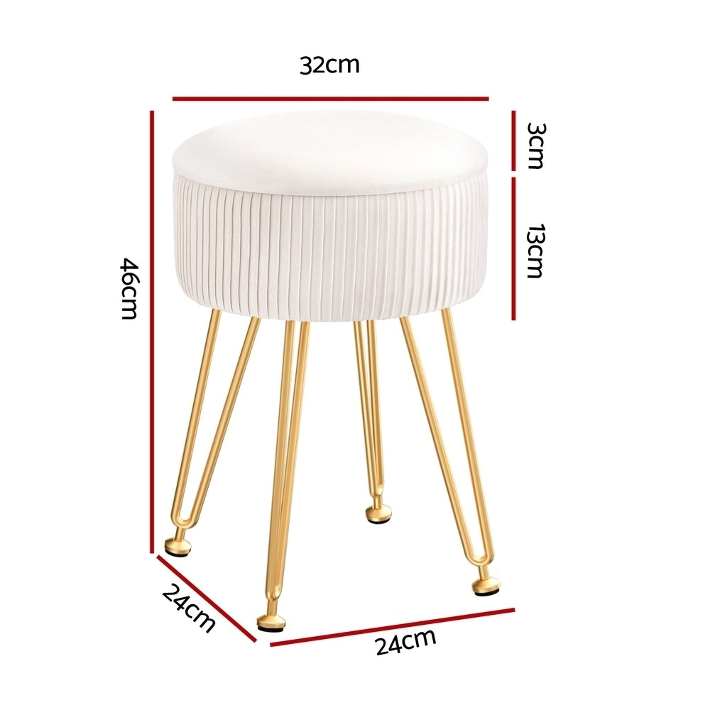 Artiss Round Velvet Ottoman Storage Footstool White Gold