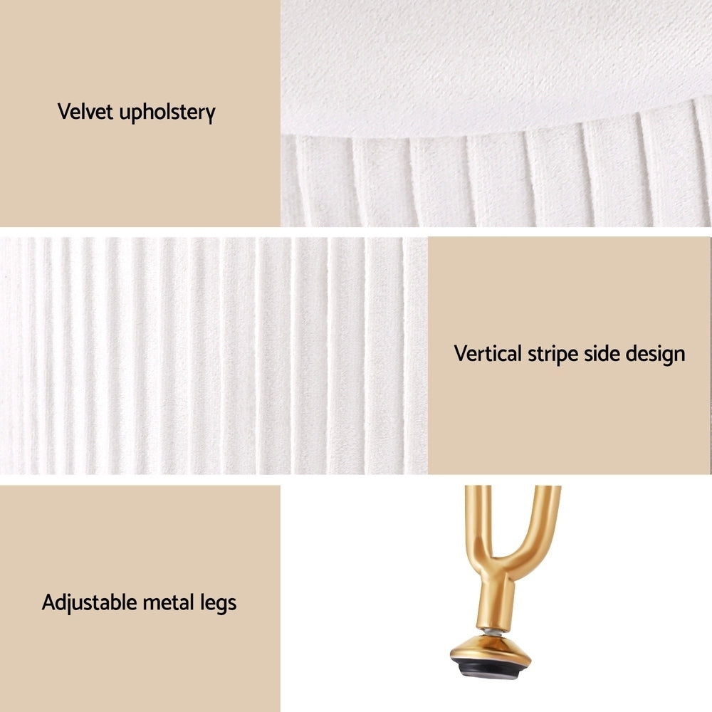 Artiss Round Velvet Ottoman Storage Footstool White Gold