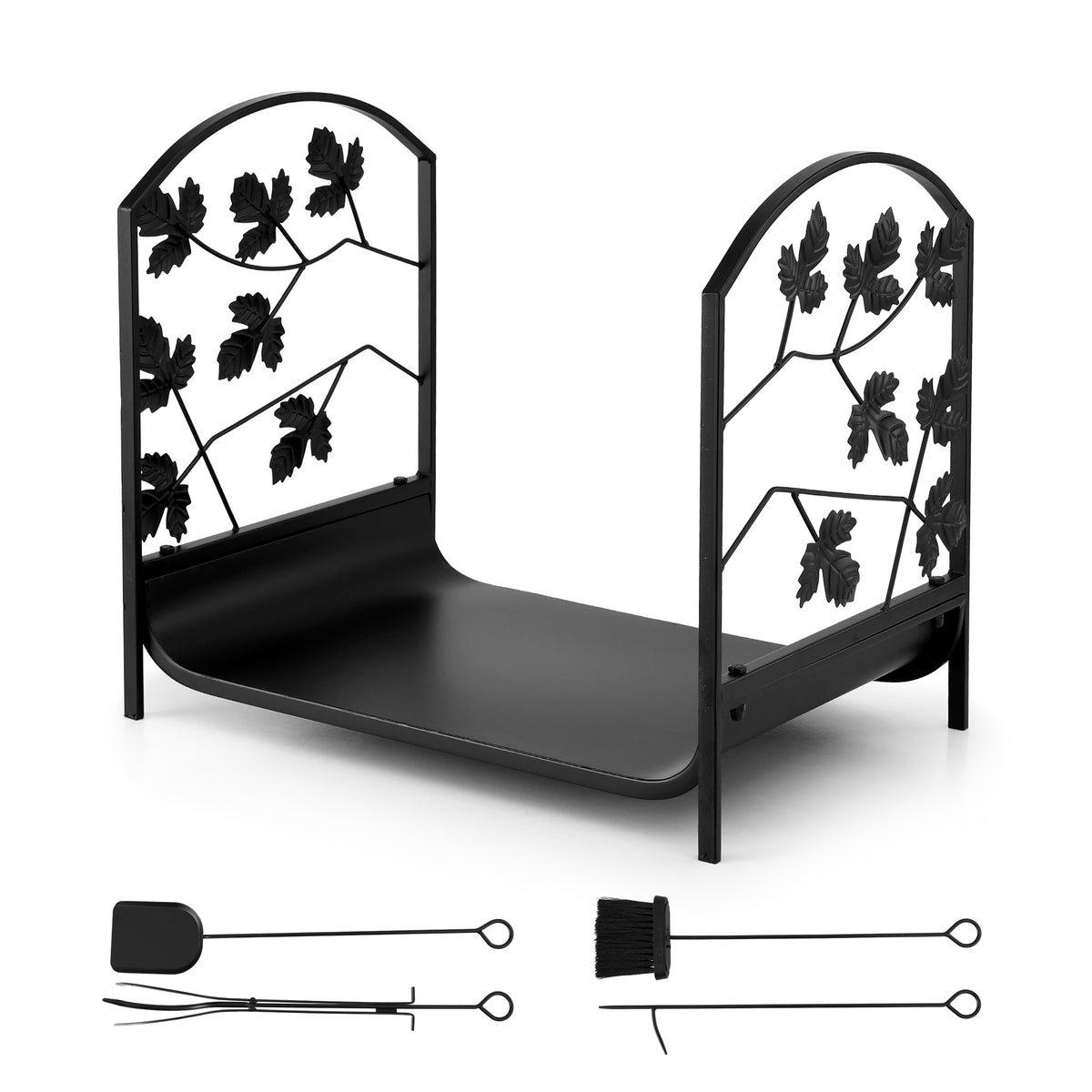 Gardeon Outdoor Firewood Rack with Tools 48cm Black