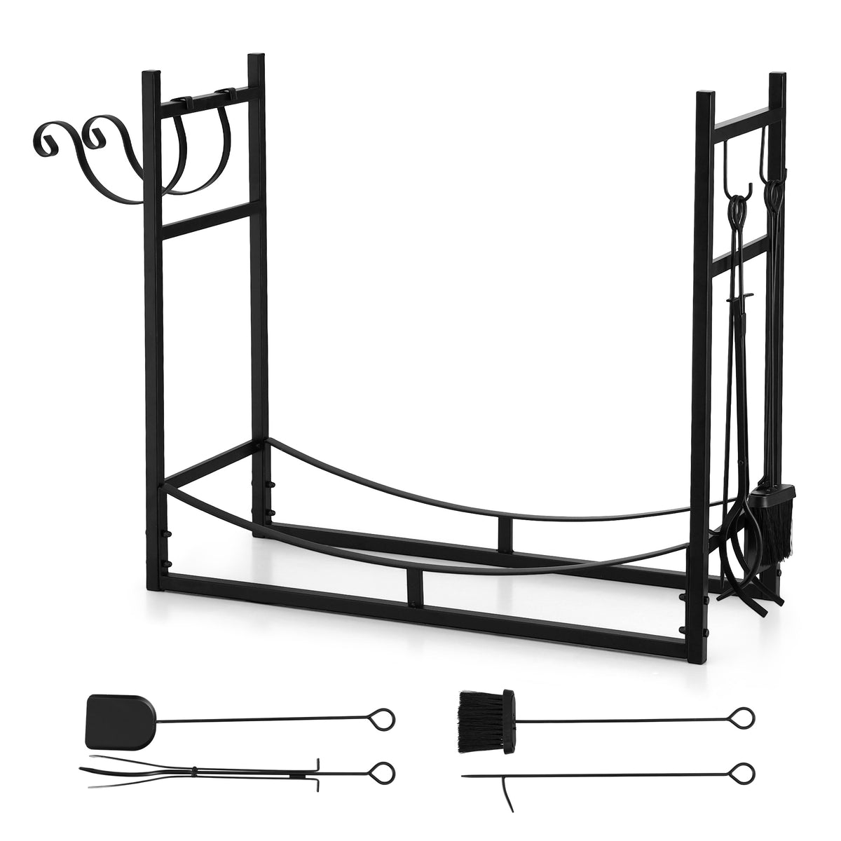 Gardeon Firewood Rack 84cm Indoor Outdoor Black