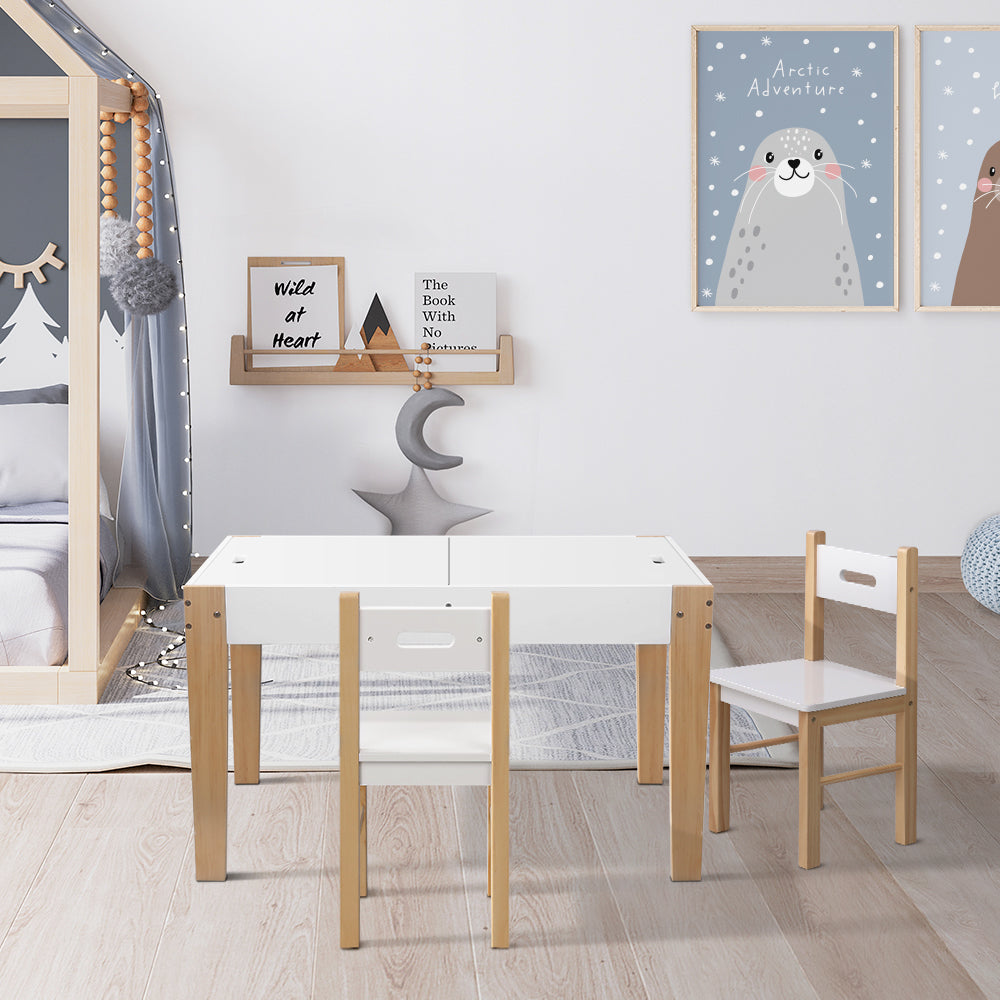Keezi 3PCS Kids Table and Chair Set with Chalkboard Desk