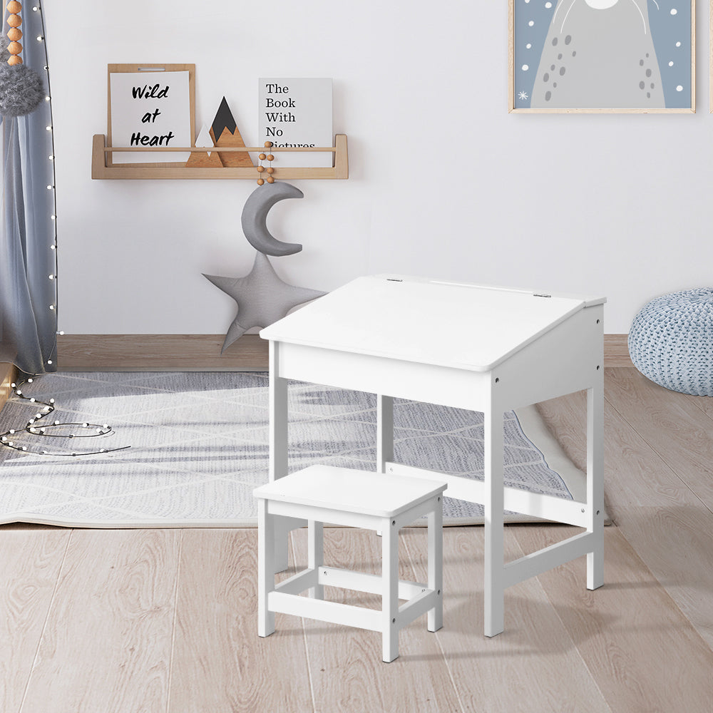 Keezi Kids Activity Desk Set Lift-Top White