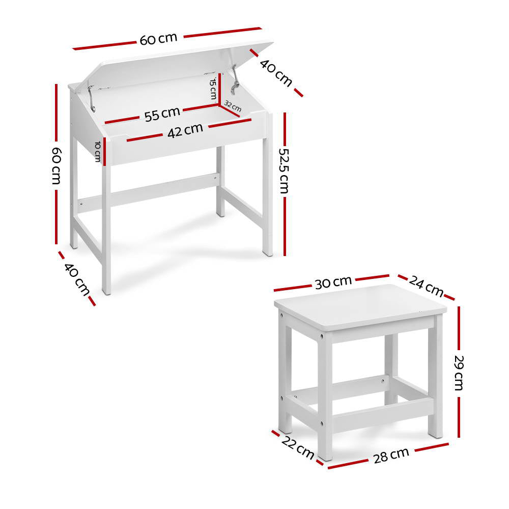 Keezi Kids Activity Desk Set Lift-Top White