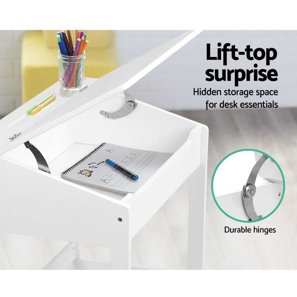 Keezi Kids Activity Desk Set Lift-Top White
