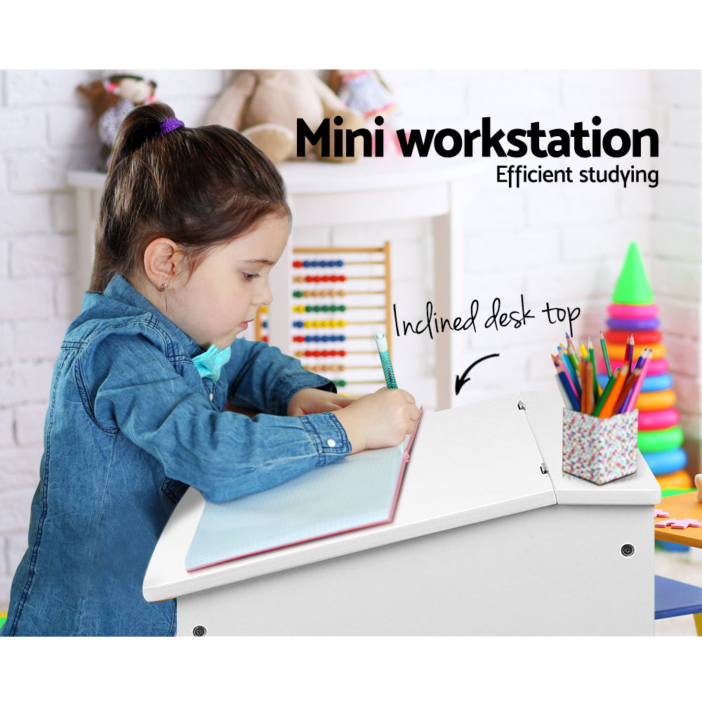 Keezi Kids Activity Desk Set Lift-Top White