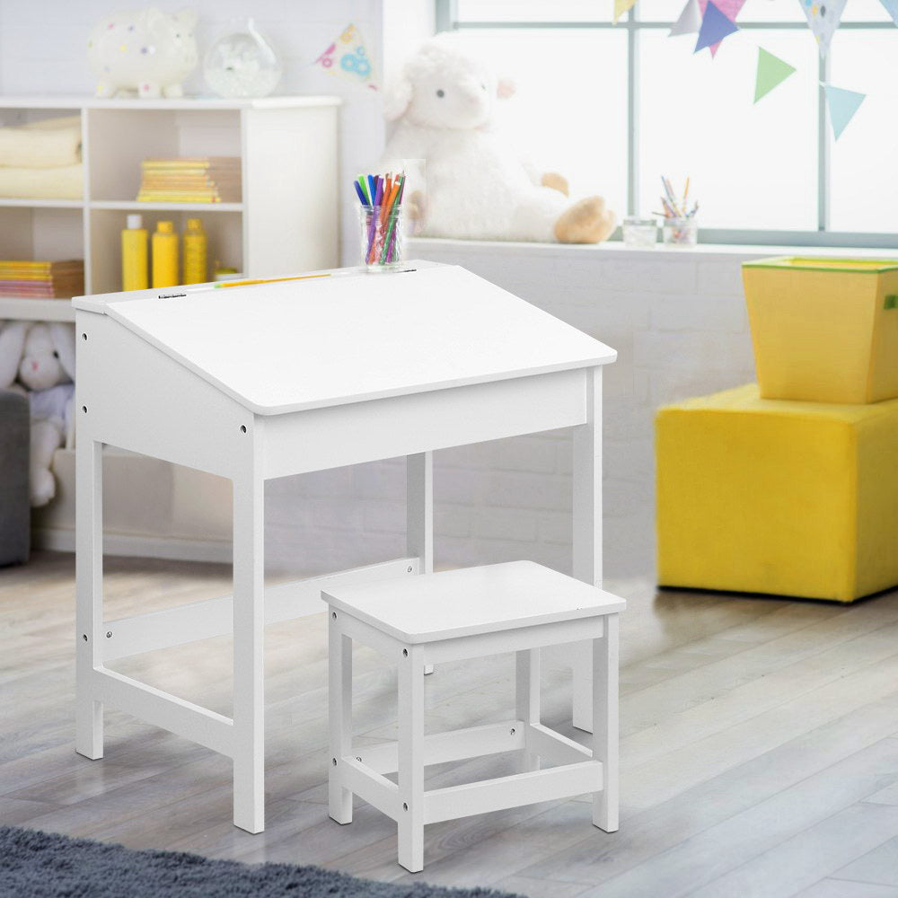 Keezi Kids Activity Desk Set Lift-Top White