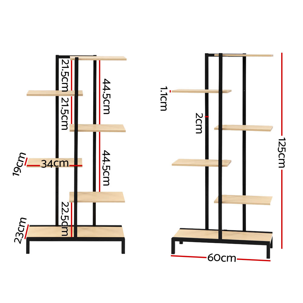 Zigzag 6-Tier Metal Plant Stand Natural
