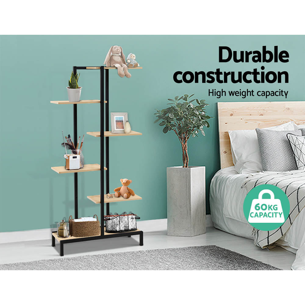 Zigzag 6-Tier Metal Plant Stand Natural