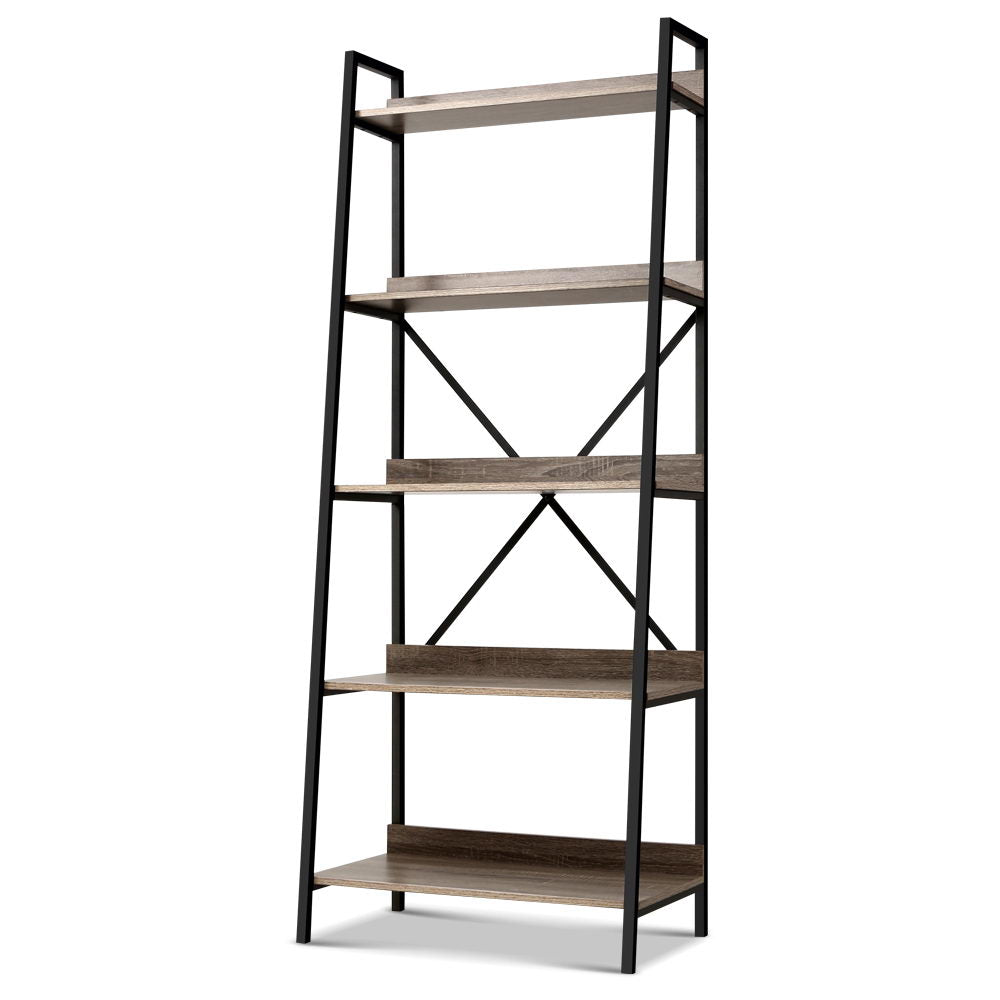 NOR 5-Tier Bookshelf Black and Oak