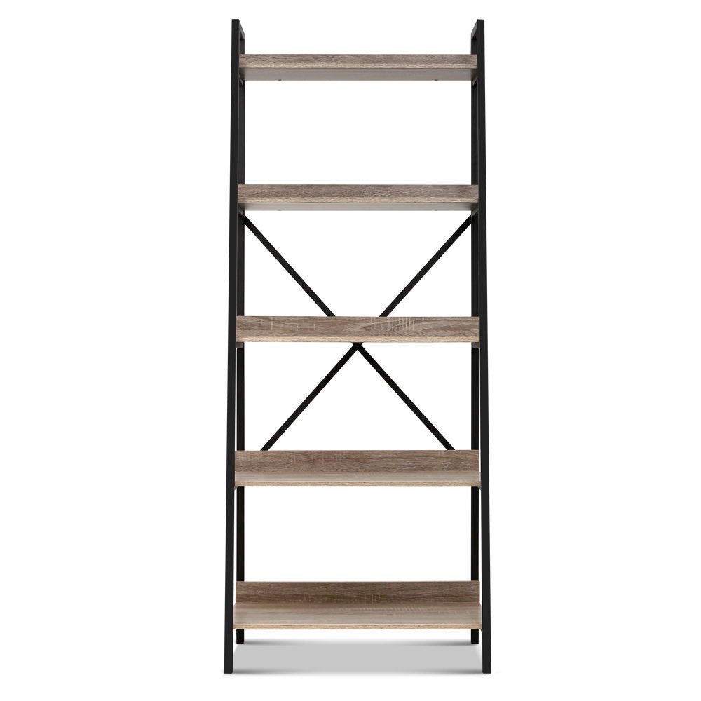 NOR 5-Tier Bookshelf Black and Oak