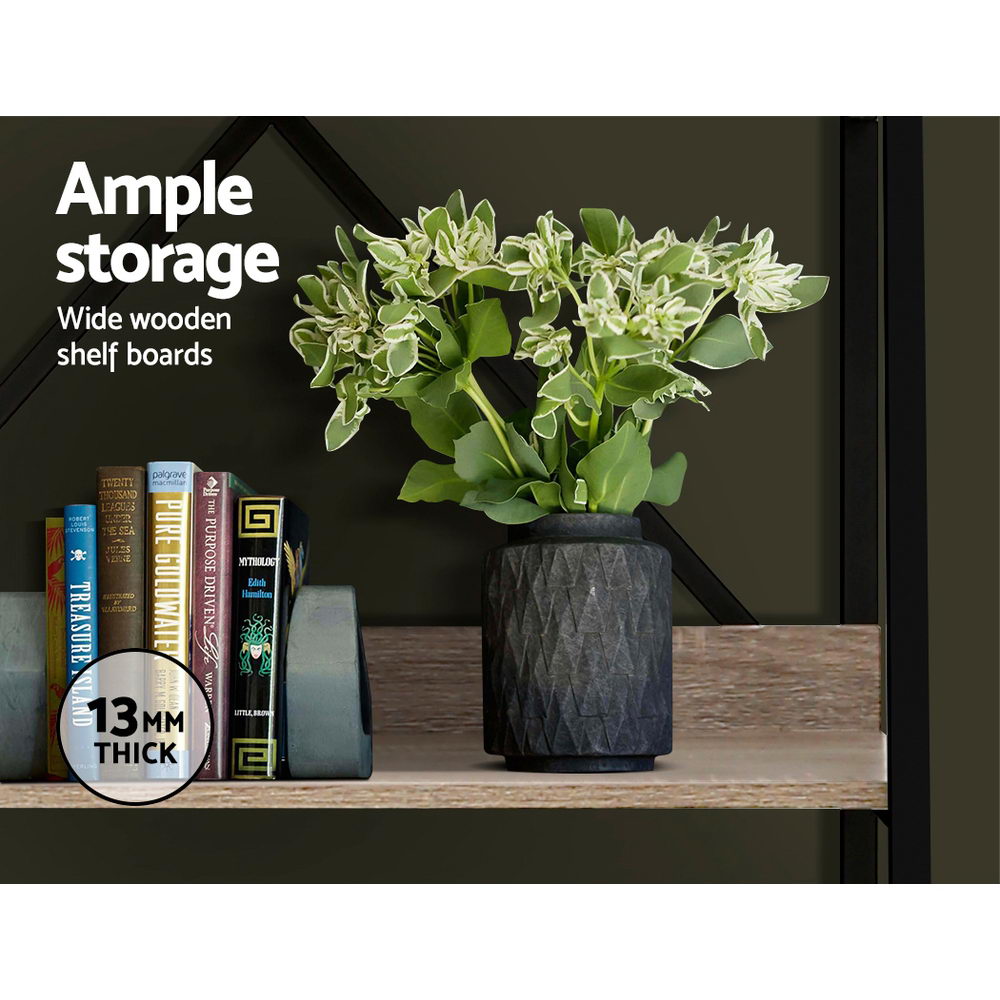 NOR 5-Tier Bookshelf Black and Oak