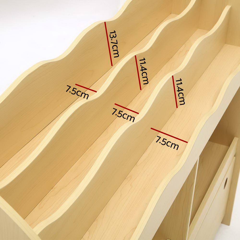 Keezi 3-Tier Kids Bookshelf Organiser Natural