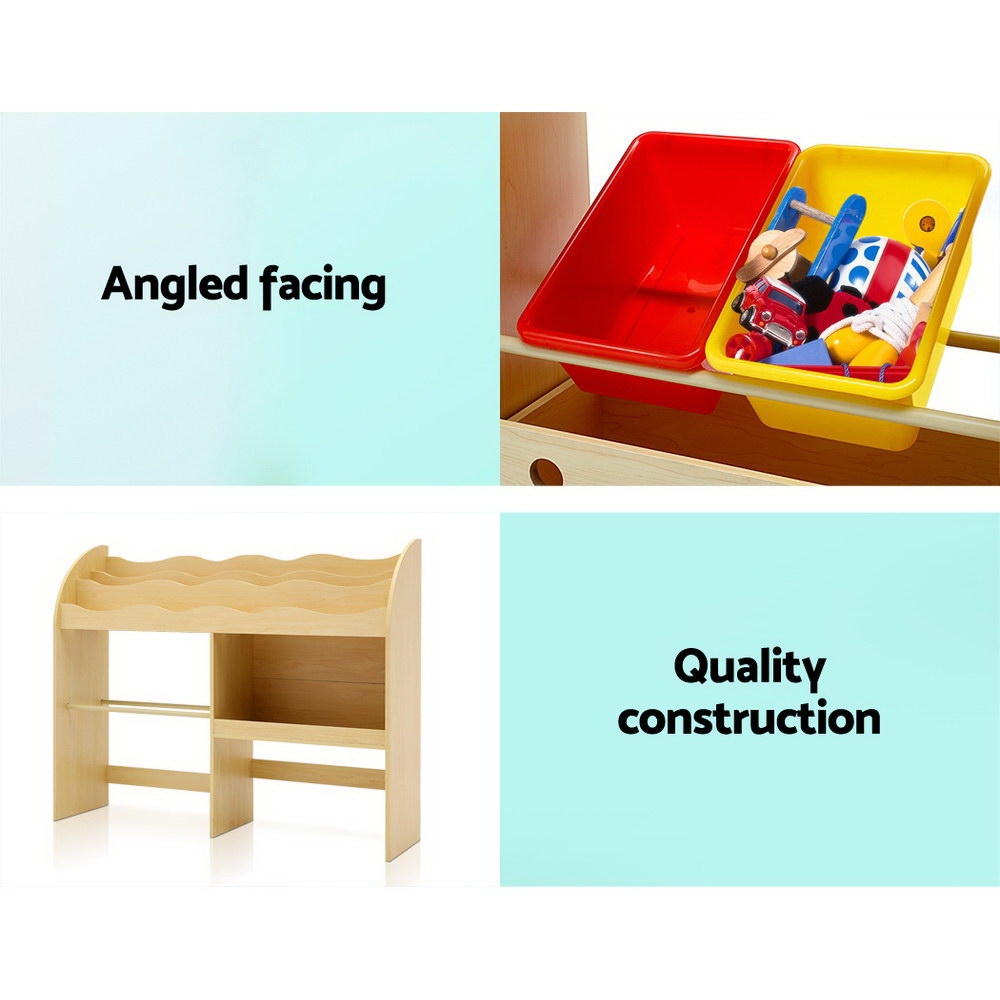 Keezi 3-Tier Kids Bookshelf Organiser Natural